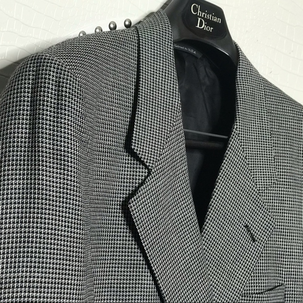 NWOT VINTAGE DIOR BLAZER BLK & WHITE CHECKERED 46L